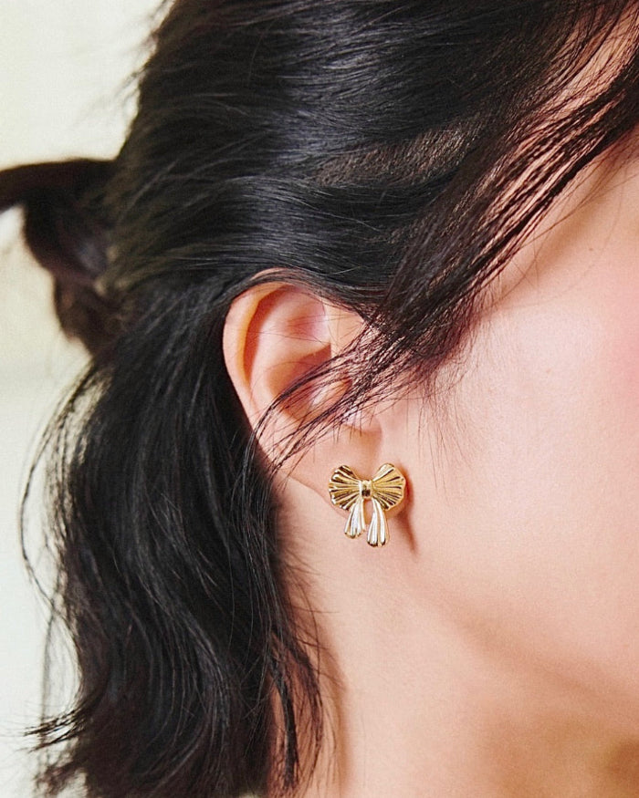 YVIS Pleated Bow Stud Earring - Proud Wedding Collection