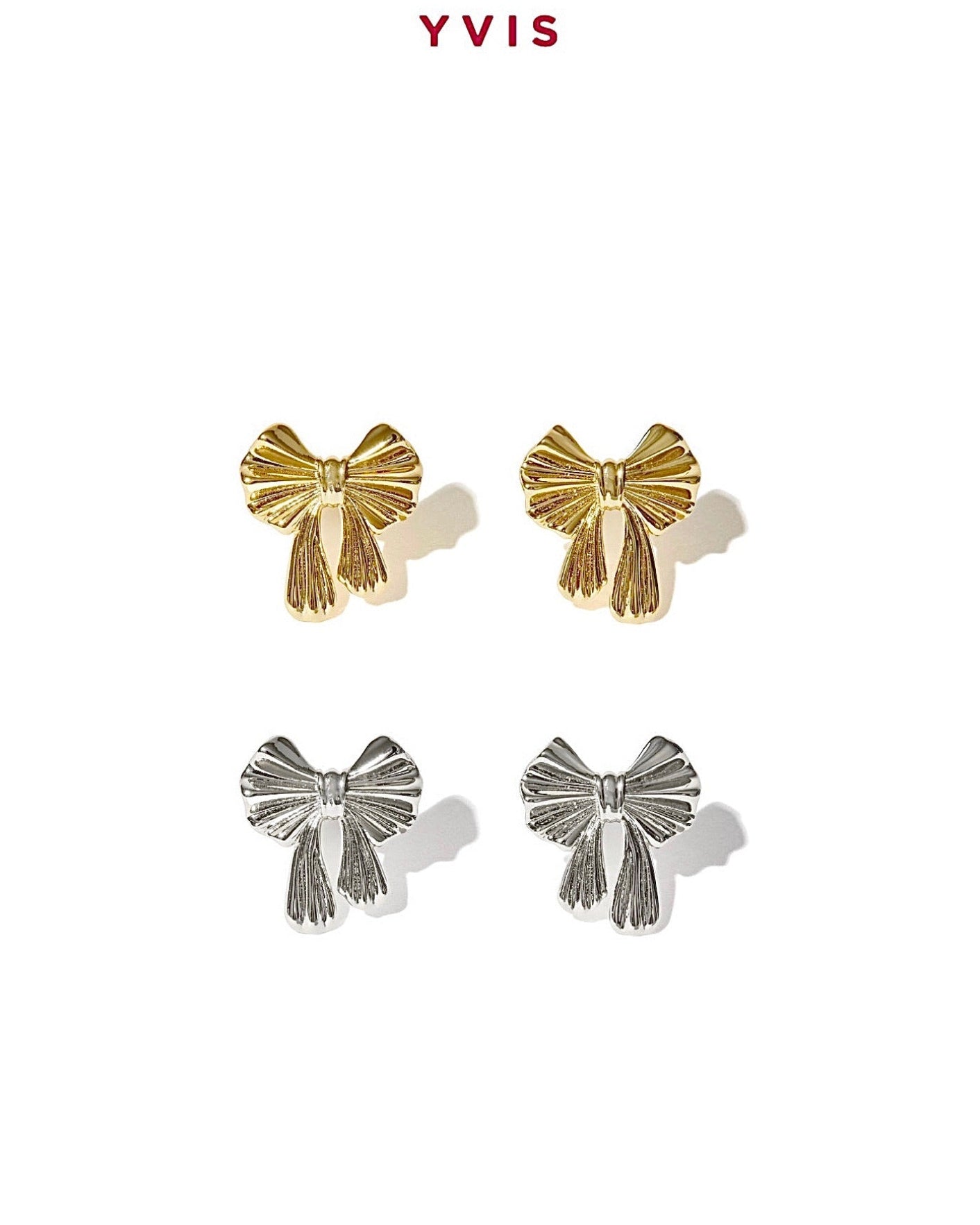 YVIS Pleated Bow Stud Earring - Proud Wedding Collection