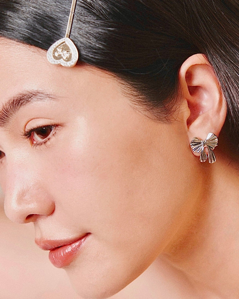 YVIS Pleated Bow Stud Earring - Proud Wedding Collection