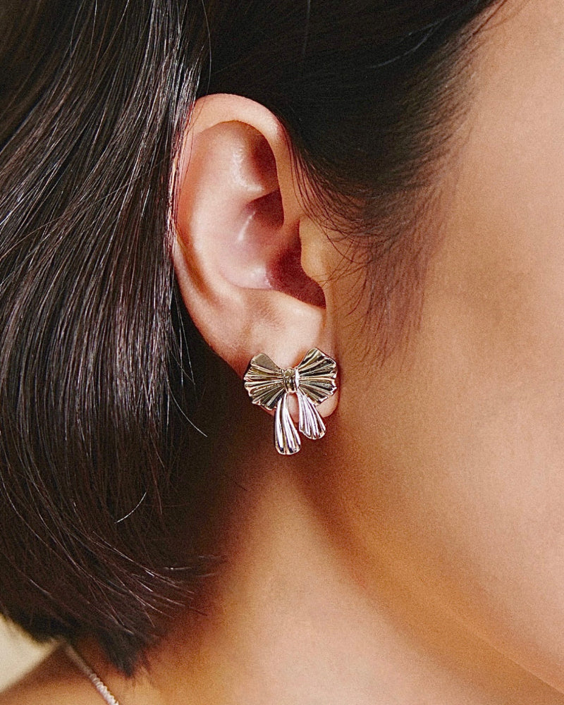 YVIS Pleated Bow Stud Earring - Proud Wedding Collection